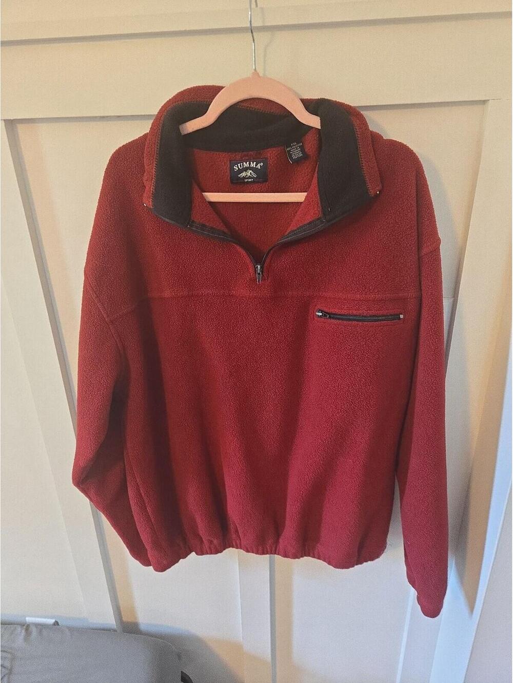 Vintage Summa Sport 1/4 Zip Fleece Pullover - XXL - Rust Red